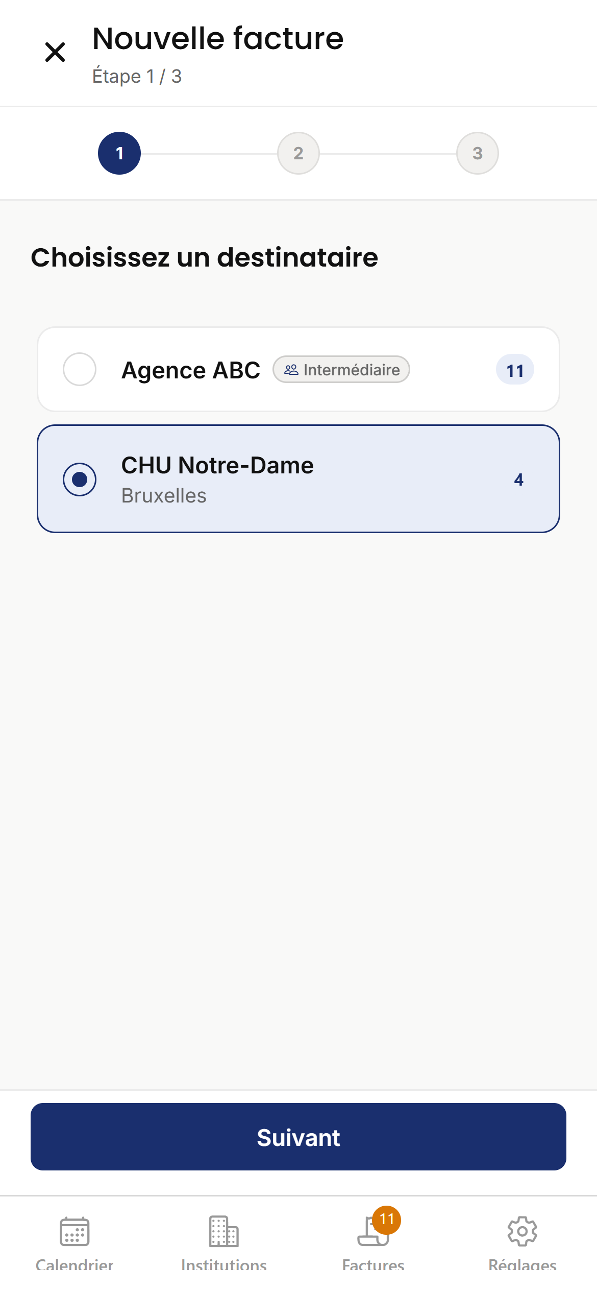 Étape 1 : sélectionner un destinataire
