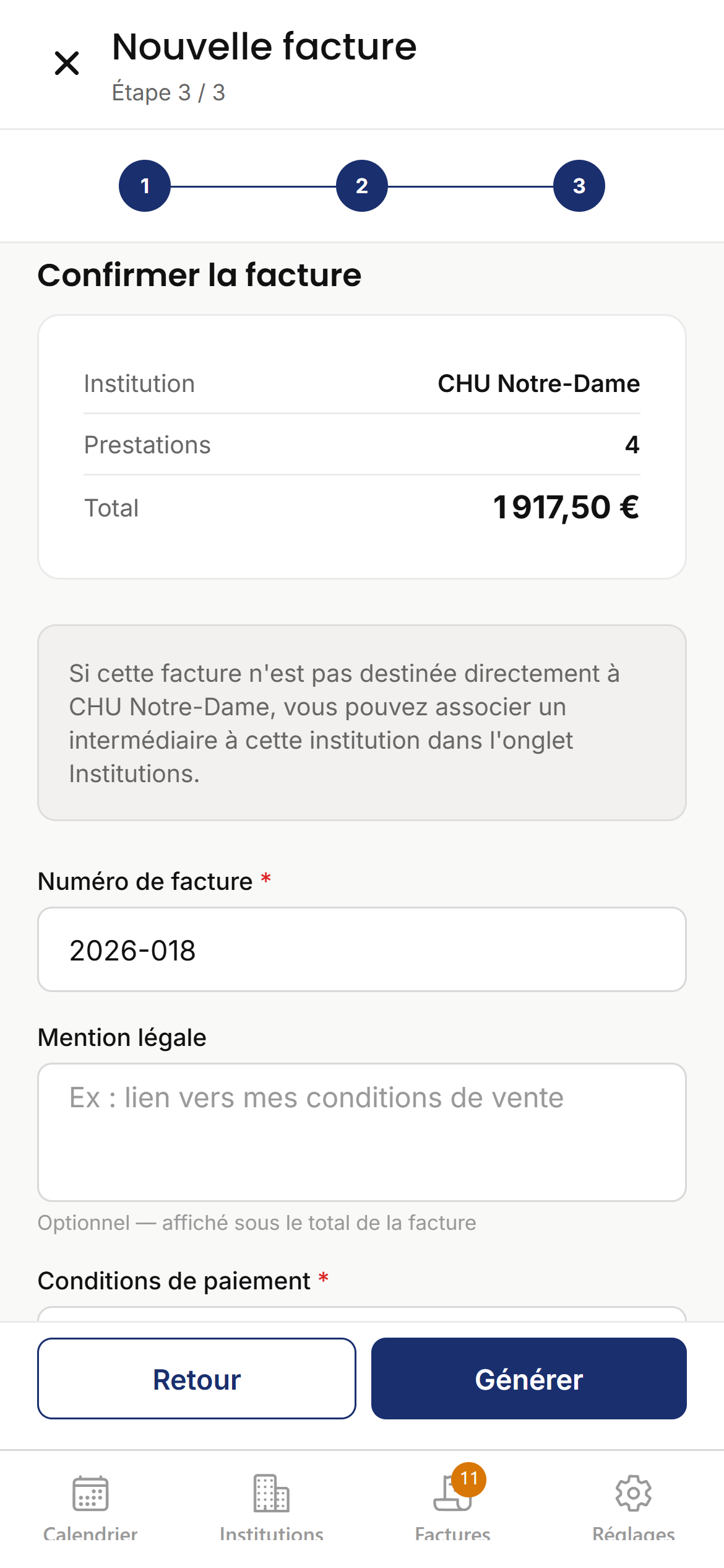 Étape 3 : générer la facture PDF